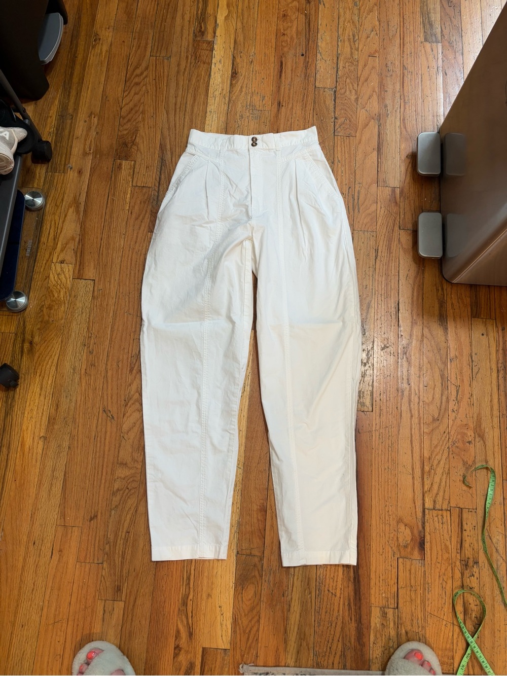 White Cotton Tapered Pants